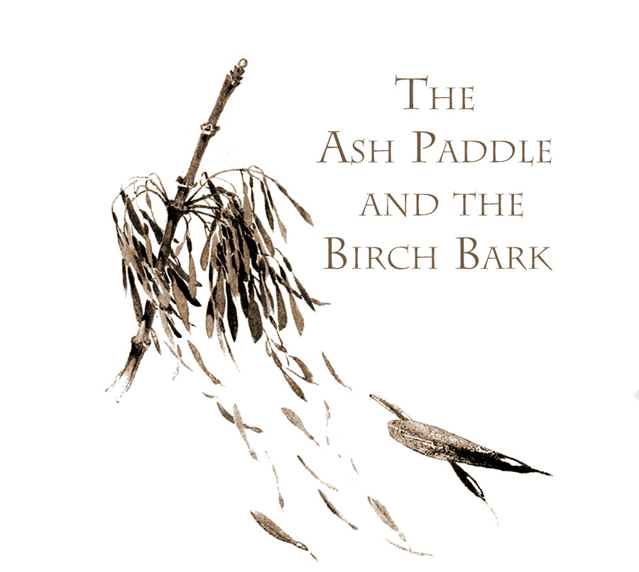 Ash paddle and birch bark